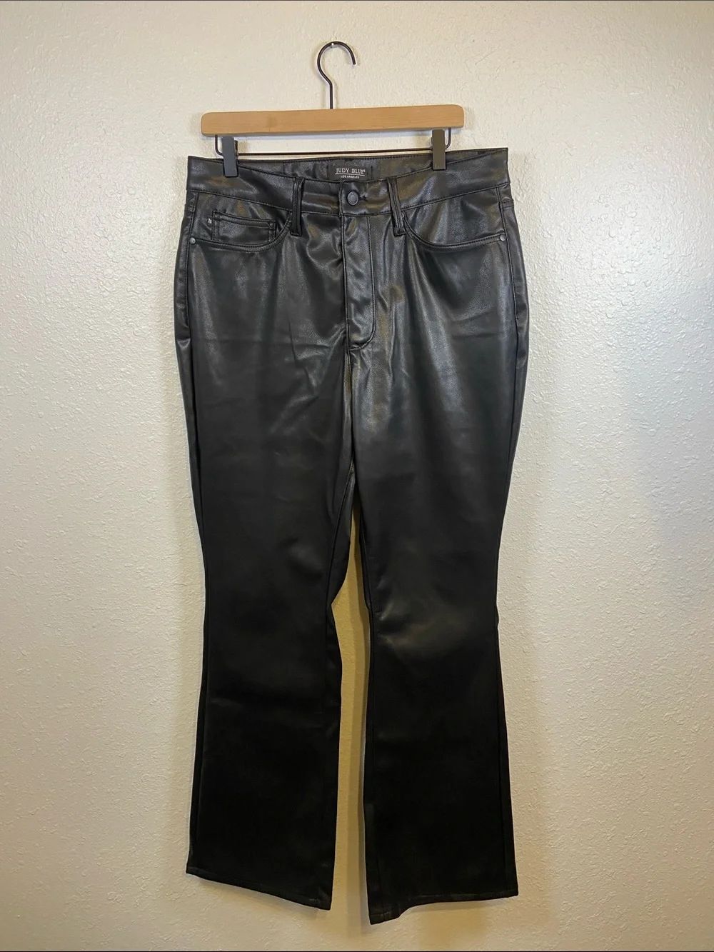Judy Blue Emo Goth Hippie Biker Faux Leather Bootcut High Rise Pants Size 14W